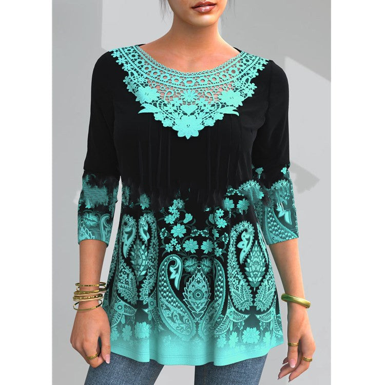🔥Popust -50% 🔥【S-5XL】Nova ženska modna majica dugih rukava s izrezom od čipke ✅Plaćanje pouzećem-4383081