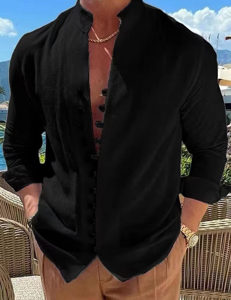 【40-100 kg】Camisa de hombre de algodón y lino, tallas grandes ✅️Pago contra entrega