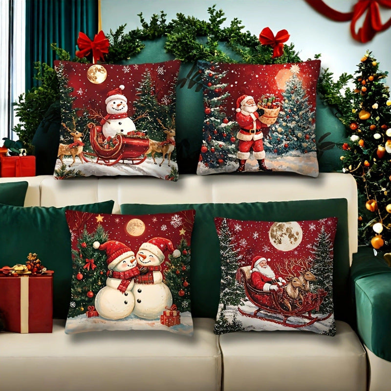 🎅🎄Jastučnice s božićnom tematikom, jastučnice za ugodnu atmosferu [set od 4 dijela]