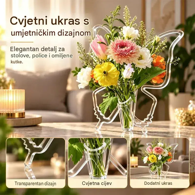 🦋 Prozirna hidroponska vaza s motivom leptira | Kreativna ukrasna vaza za stol | Dekoracija za dom i dnevni boravak ✨