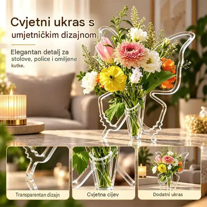 🦋 Prozirna hidroponska vaza s motivom leptira | Kreativna ukrasna vaza za stol | Dekoracija za dom i dnevni boravak ✨