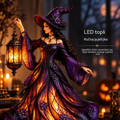 🧙‍♀️ Figurica vještice za Noć vještica u gotičkom stilu (s LED lampionom) 🧙‍♀️