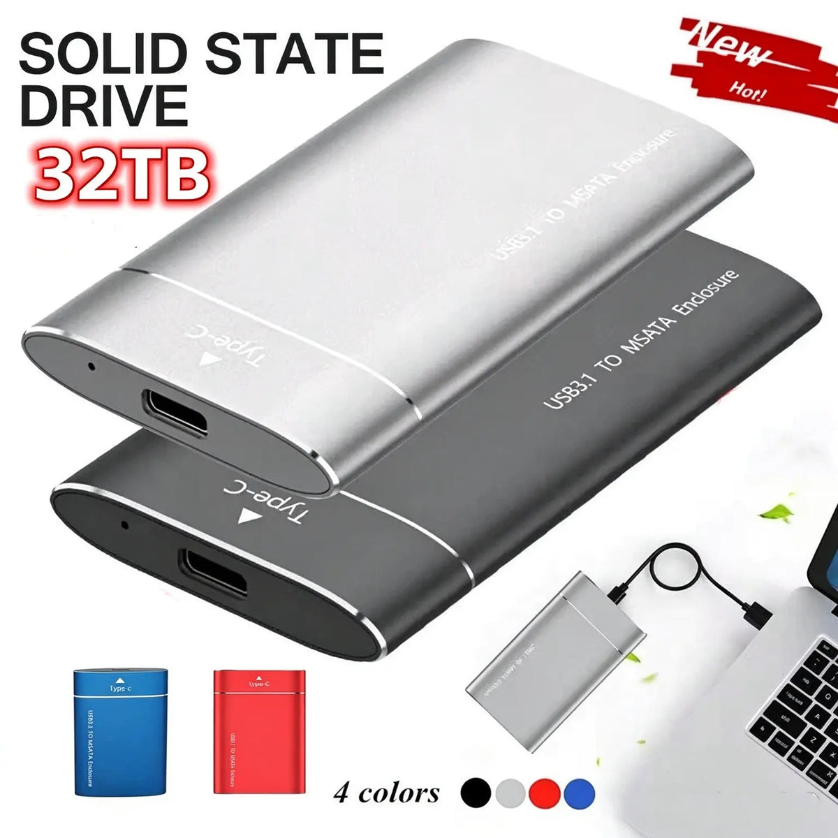 ⚡【32TB】💾 Unidad de Estado Sólido SSD Ultrafina de Nueva Generación | Alta Capacidad y Alta Velocidad | Almacenamiento Portátil 🚀