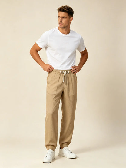 🔥🔥Pantalones casuales para hombre 2026 hechos de algodón y lino en un color liso