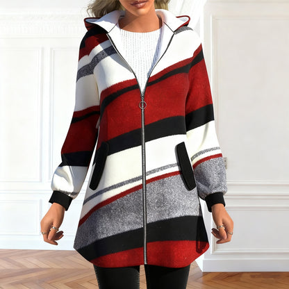 💕Zľava 50 % – Nová dámska pruhovaná bunda s kapucňou (veľkosti S – 3XL)