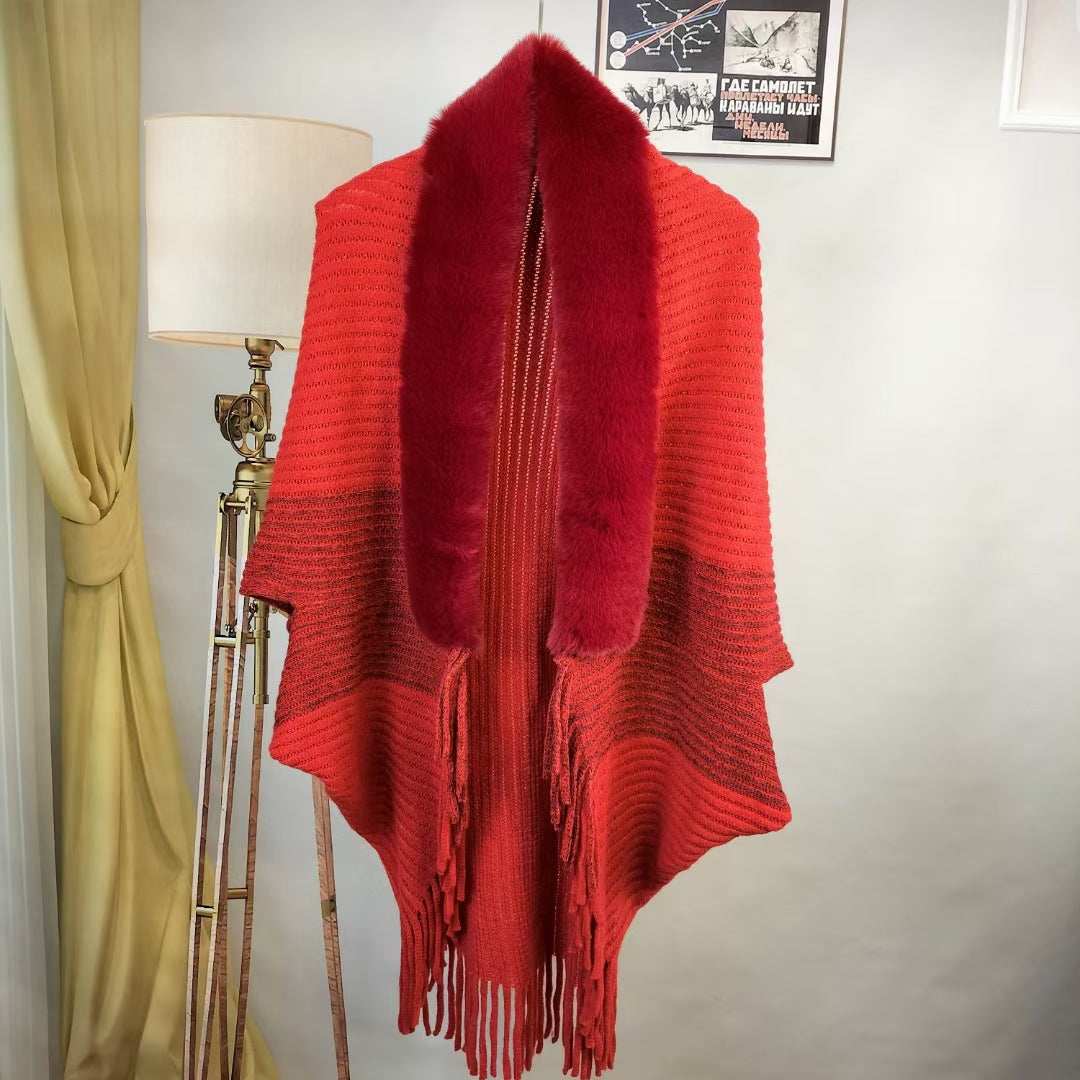 ❄️Pleteni šal s plišanim ovratnikom – elegantan i topao, savršen za svaku prigodu i stvaranje sofisticiranog izgleda.