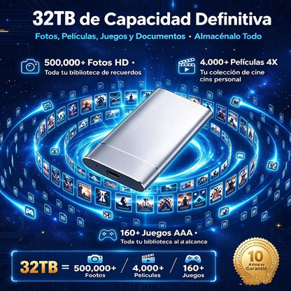 ⚡【32TB】💾 Unidad de Estado Sólido SSD Ultrafina de Nueva Generación | Alta Capacidad y Alta Velocidad | Almacenamiento Portátil 🚀