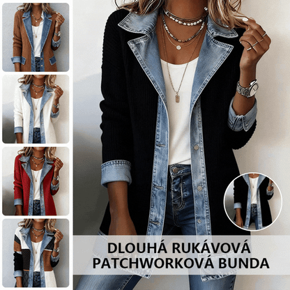【S-3XL】Novi jesensko/zimski moderan i elegantan ženski kaput dugih rukava u uskom kroju s dugim rukavima i patchwork uzorkom