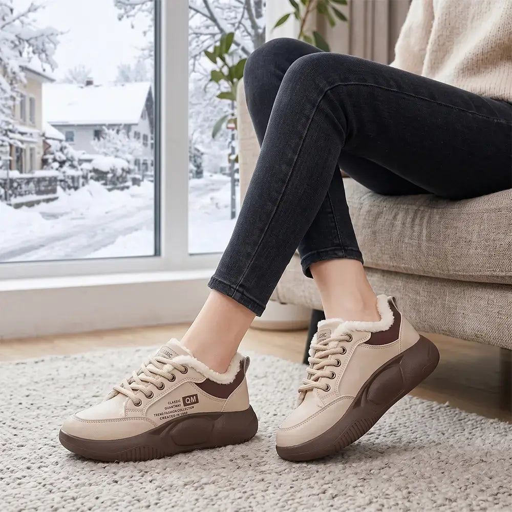 👟❄️ Ženske zimske tenisice s podstavom – veličine 35-40, debeli potplat, korejski stil, dostupne u khaki i crnoj boji.