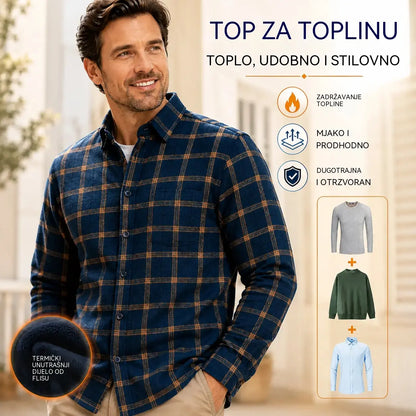 👔【L-5XL】Nova muška termo majica s obostranim plišem za jesen i zimu – moderna i svestrana.