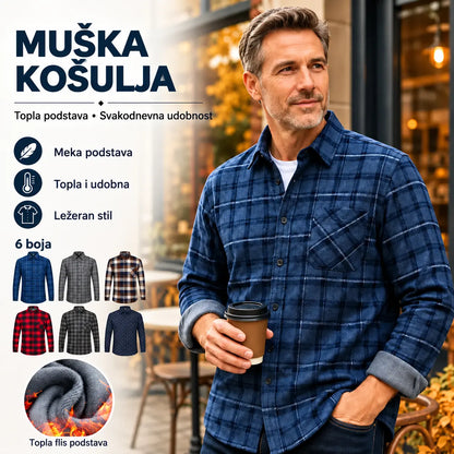 🔥【50 % popusta】 👔【L–5XL】Topla košulja dugih rukava
