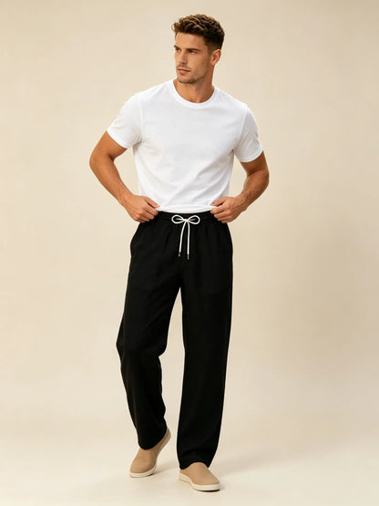 🔥🔥Pantalones casuales para hombre 2026 hechos de algodón y lino en un color liso