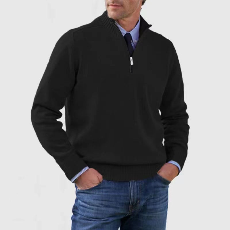 🔥👔【M-5XL】Muška pletena majica s visokim ovratnikom i patentnim zatvaračem, veliki brojevi – jednobojna, jednostavna i svestrana za svakodnevno nošenje.