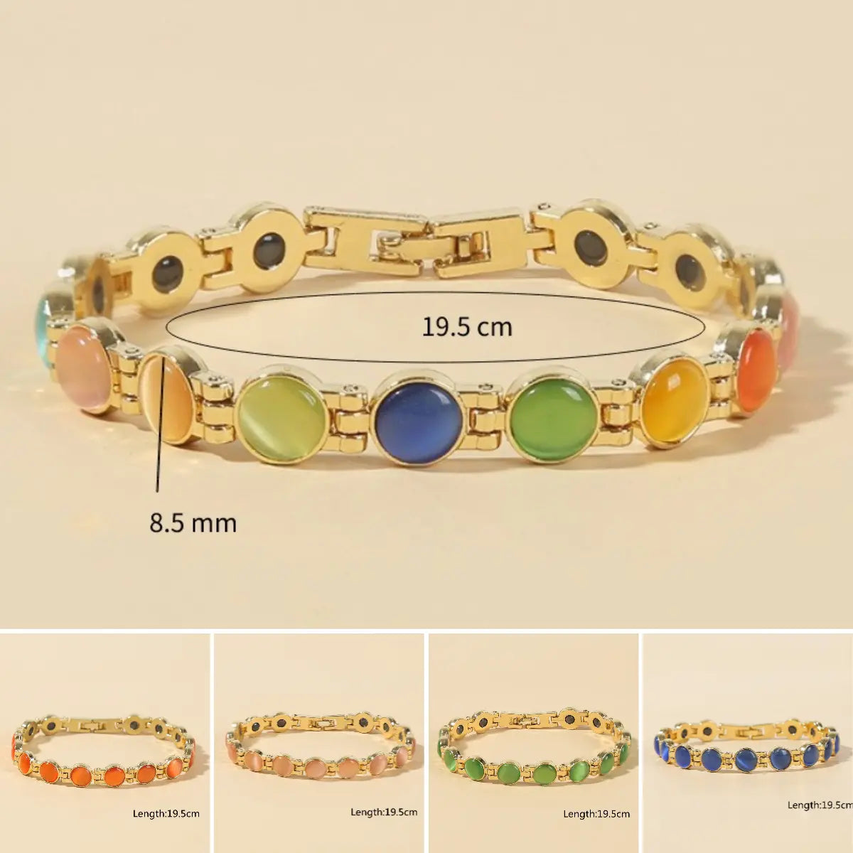 🌈✨【🔥Artículo de gran venta-1 pieza 25€】Elegante pulsera magnética con piedras de ojo de gato doradas