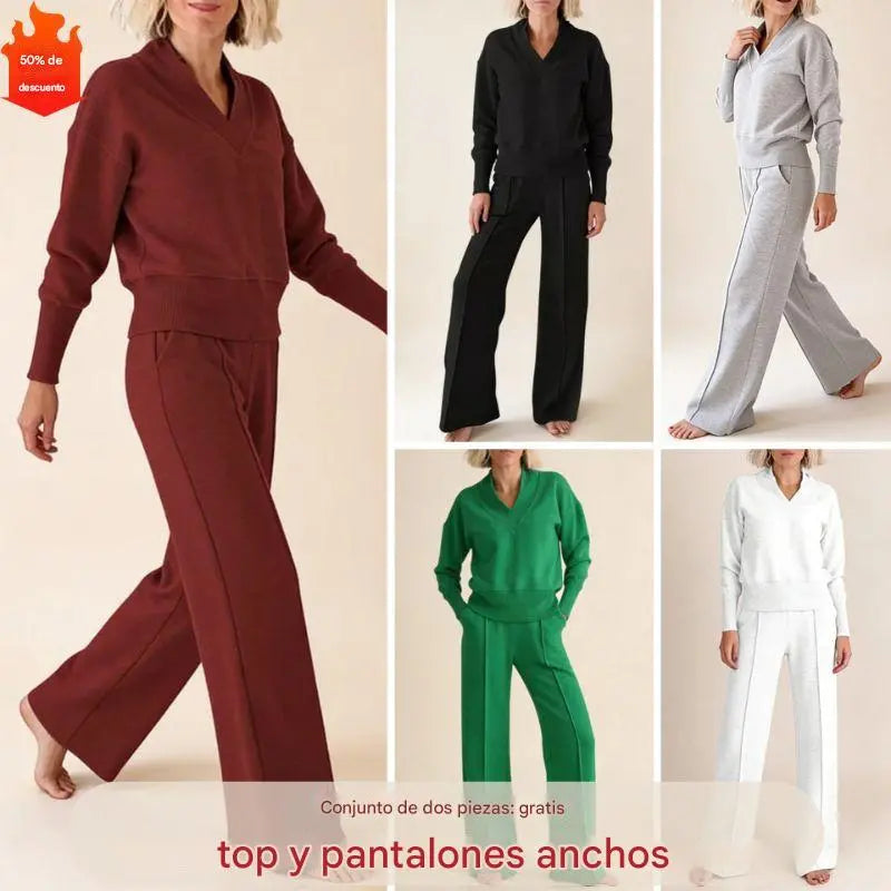 🥰📢📢 【M-5XL】Conjunto femenino 2026 | Conjunto de dos piezas con tejido de manga larga ✨
