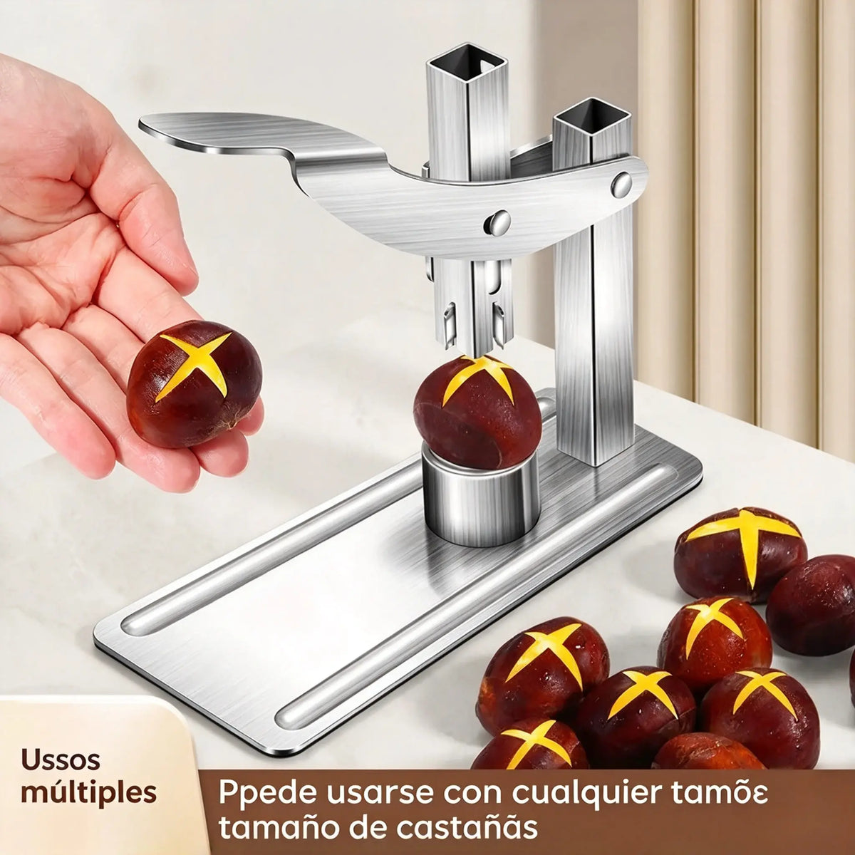 🥜💪Cascanueces con mango – fabricado en acero inoxidable, listo para usar