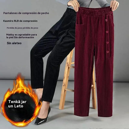 ✨️💕【XL-5XL】Ženske baršunaste hlače s detaljem gumba – novi stil za jesen/zimu 2026.