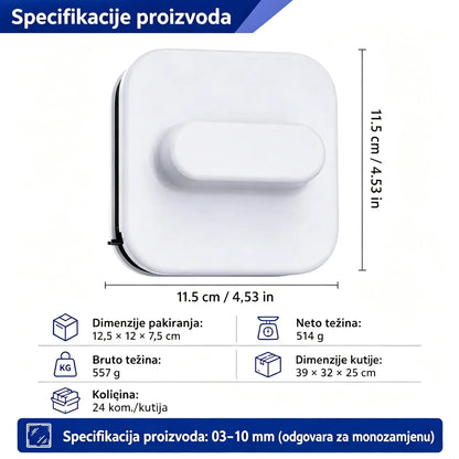 ⚡ Magnetski čistač prozora – Povećana površina čišćenja za 30%. Dvostruke spužve za čišćenje + lopatica – Savršeni rezultati čišćenja jednim potezom! 🧊🌀