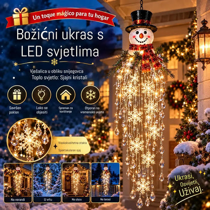 🔥 50% POPUSTA DANAS 🎅 Božićna viseća pahuljica i kristalna LED lampa | Čarobni sjaj za verandu ✨