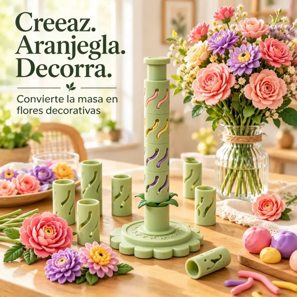 🌷Herramienta modular para crear flores en arcilla, con 9 moldes de modelado🎨