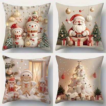 🎅🎄Jastučnice s božićnom tematikom, jastučnice za ugodnu atmosferu [set od 4 dijela]