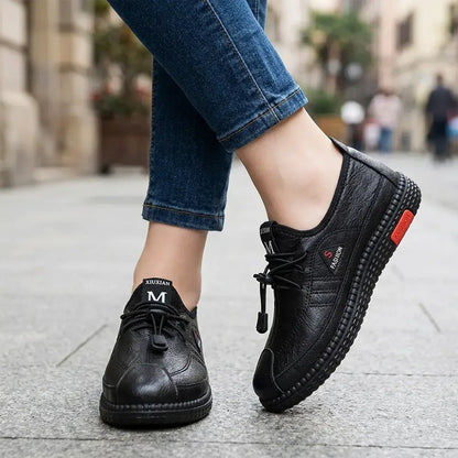 👟Ženske vodootporne, neklizajuće, ravne radne cipele - mekani potplat, udobne radne cipele - lagane, cipele za svakodnevno hodanje za starije osobe