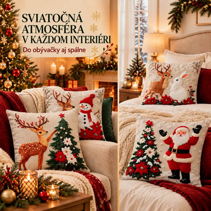 🔥【Sada 4 kusov】🎅Vianočná ponuka – zľava 50 %🎄Vankúše s vianočnými motívmi
