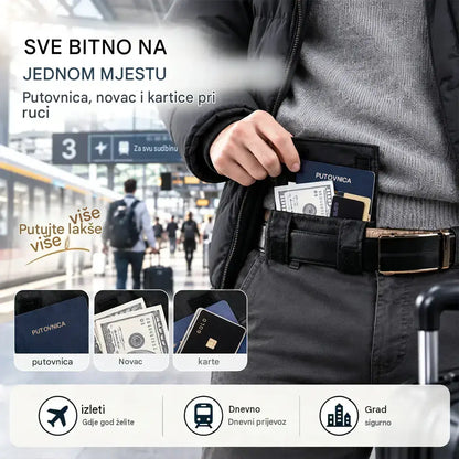 👝✨ Mala putna torbica oko struka za muškarce i žene | Kompaktna torbica za putovnicu, novac, kartice i dokumente