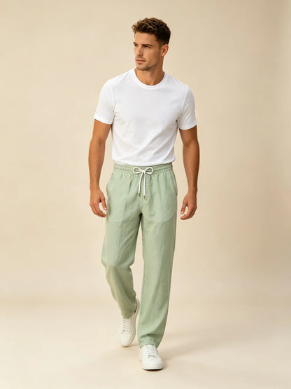 🔥🔥Pantalones casuales para hombre 2026 hechos de algodón y lino en un color liso