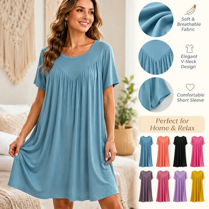 【S-4XL】【40-180 kg】Vestido de pijama de manga corta, suave y cómodo.