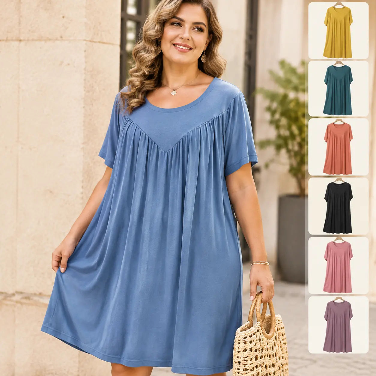 【S-4XL】【40-180 kg】Vestido de pijama de manga corta, suave y cómodo.