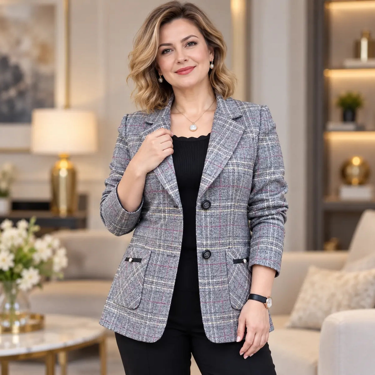 ✨🧥【M-4XL】Nueva chaqueta de traje con solapa de muesca para mujer de otoño e invierno