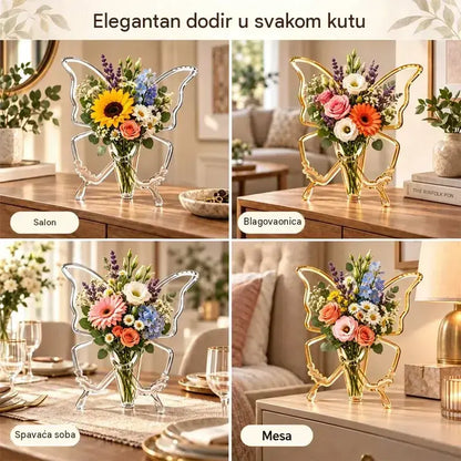 🦋 Prozirna hidroponska vaza s motivom leptira | Kreativna ukrasna vaza za stol | Dekoracija za dom i dnevni boravak ✨