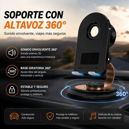 Altavoz Bluetooth 5 en 1 con carga inalámbrica y soporte ajustable para teléfono