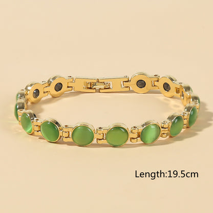 🌈✨【🔥Artículo de gran venta-1 pieza 25€】Elegante pulsera magnética con piedras de ojo de gato doradas
