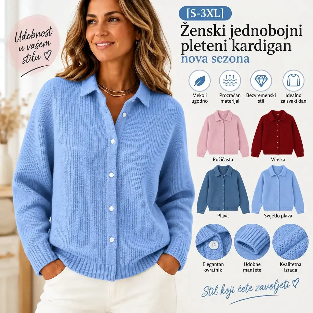 ❤️⭐[S-3XL] Ženski jednobojni pleteni kardigan – nova sezona