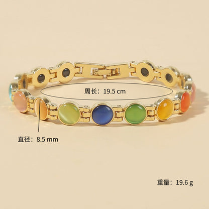 🌈✨【🔥Artículo de gran venta-1 pieza 25€】Elegante pulsera magnética con piedras de ojo de gato doradas