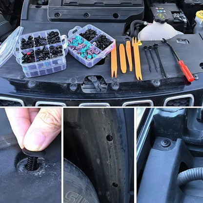 🔥🔥【680 dijelova + alati od 6 inča + set od četiri dijela + spužvasta podloga + vezica】🧰🛠️Set plastičnih kopči za automobilske ekspanzijske vijke