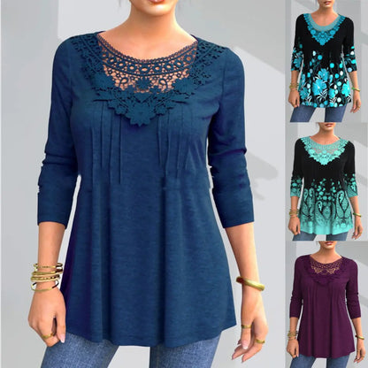 🔥Popust -50% 🔥【S-5XL】Nova ženska modna majica dugih rukava s izrezom od čipke ✅Plaćanje pouzećem-4383081