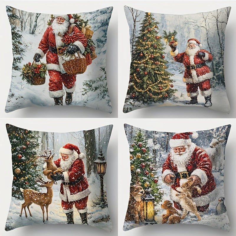 🎅🎄Jastučnice s božićnom tematikom, jastučnice za ugodnu atmosferu [set od 4 dijela]