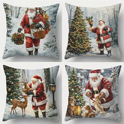 🎅🎄Jastučnice s božićnom tematikom, jastučnice za ugodnu atmosferu [set od 4 dijela]