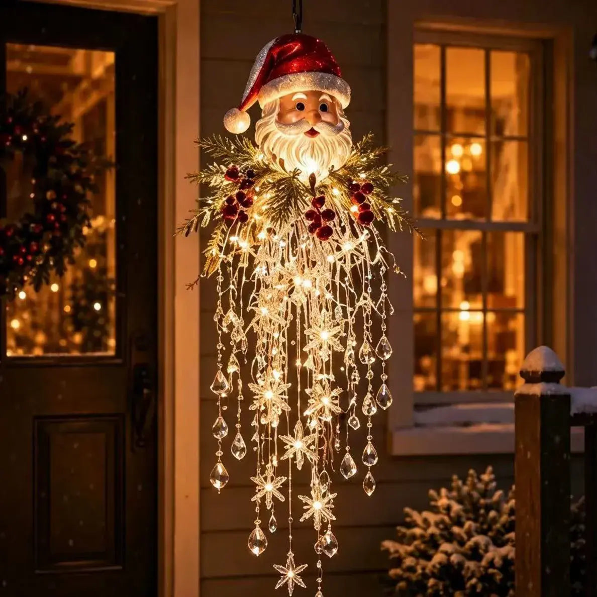🔥 50% POPUSTA DANAS 🎅 Božićna viseća pahuljica i kristalna LED lampa | Čarobni sjaj za verandu ✨