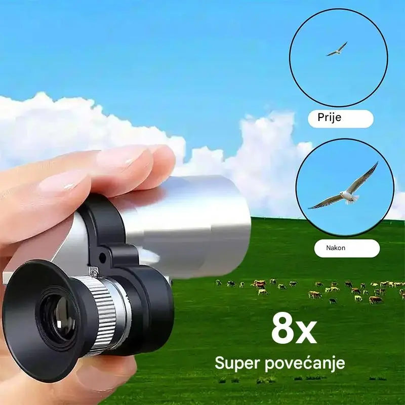 🔭🔥Mini monokularni teleskop za telefon - Prijenosni monokularni teleskop za putovanja i promatranje