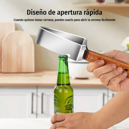 【2 piezas 26 euros】Cortador de sandía multifuncional de acero inoxidable — diseño triangular con función para abrir tapas de botellas