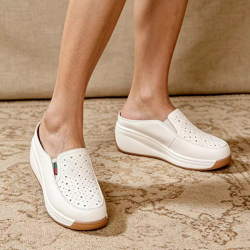 Mules de cuero genuino con plataforma anatómica: máxima comodidad para tus pies, transpirables, fáciles de poner y sin dolor. ✨