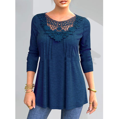 🔥Popust -50% 🔥【S-5XL】Nova ženska modna majica dugih rukava s izrezom od čipke ✅Plaćanje pouzećem-4383081