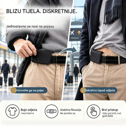 👝✨ Mala putna torbica oko struka za muškarce i žene | Kompaktna torbica za putovnicu, novac, kartice i dokumente
