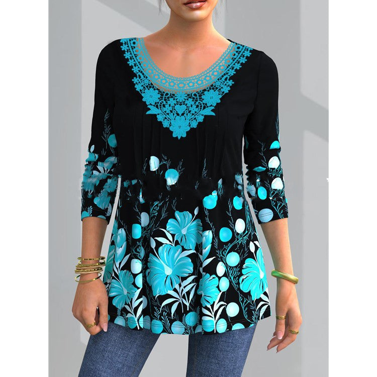🔥Popust -50% 🔥【S-5XL】Nova ženska modna majica dugih rukava s izrezom od čipke ✅Plaćanje pouzećem-4383081