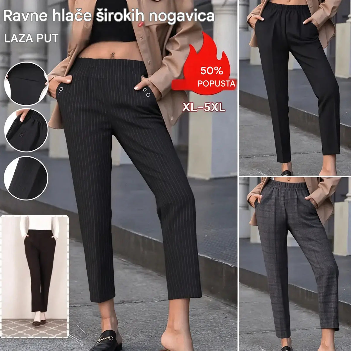🏆【45–90 kg】👖👖 Nove ženske hlače za jesen/zimu – visoki struk, ravne nogavice i podstava od flisa