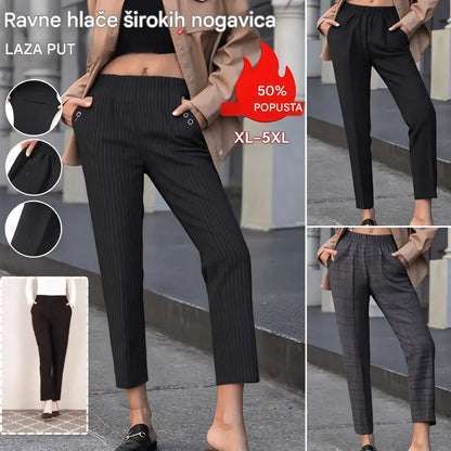 🏆【45–90 kg】👖👖 Nove ženske hlače za jesen/zimu – visoki struk, ravne nogavice i podstava od flisa